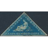 CAPE OF GOOD HOPE 1853 4d. DEEP BLUE TRIANGULAR