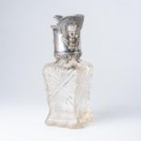 AN ELECTROPLATE-MOUNTED CUT GLASS CLARET JUG