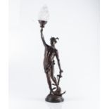 A SPELTER FIGURAL TABLE LAMP