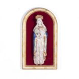 A CAPODIMONTE PORCELAIN MADONNA AND CHILD WALL PLAQUE