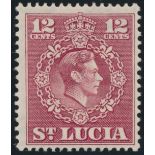 ST. LUCIA 1950 KGVI 12c. CLARET