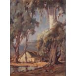 Johan (Johannes) Oldert (South Africa 1912 ? 1984): GUMTREE AND COTTAGE