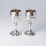 A PAIR OF CONTINENTAL SILVER WINE GOBLETS