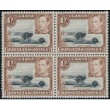 KENYA, UGANDA &amp; TANGANYIKA 1942 KGVI 1/- BLACK &amp; BROWN