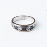 A SAPPHIRE AND DIAMOND ETERNITY RING