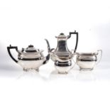 AN ASSEMBLED GEORGE V FOUR PIECE SILVER TEA SET, JAMES DEACON AND SONS, SHEFFIELD 1932
