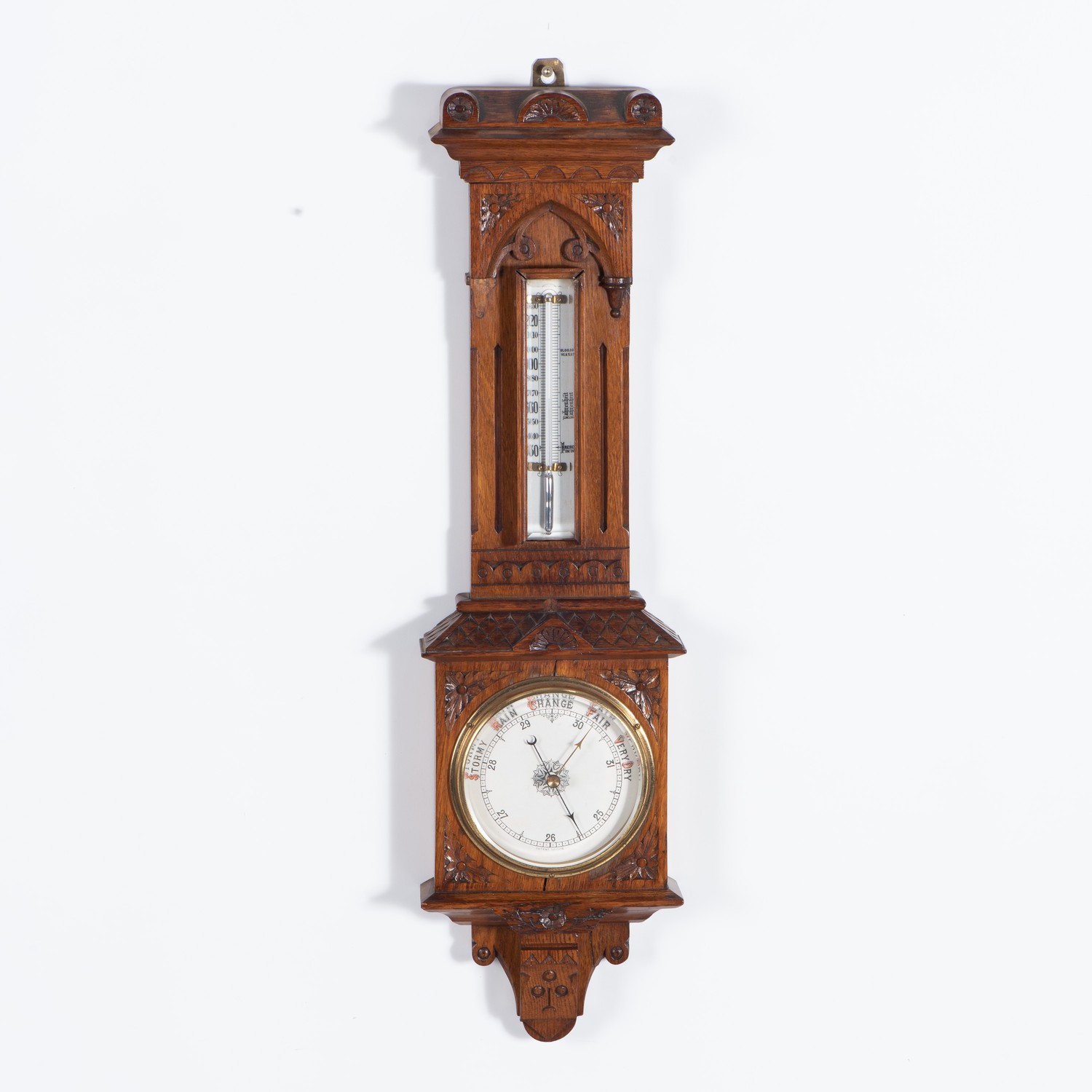 A MAHOGANY WHEEL BAROMETER, 20TH CENTURY