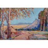 Olchert Braak (South AfricaÂ 1894 ? 1971):Â MOUNTAINOUS LANDSCAPE WITH RONDAWEL, RIVERBED LANDSCAPE