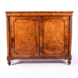 A REGENCY BURR ELM SIDE CABINET