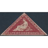 CAPE OF GOOD HOPE 1864 1d. DEEP CARMINE-RED TRIANGULAR