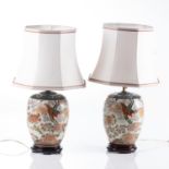 A PAIR OF JAPANESE SATSUMA TABLE LAMPS