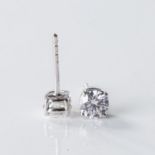 A PAIR OF DIAMOND EAR STUDS