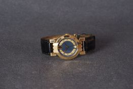 GENTLEMENS HARRY WINSTON PREMIER 18CT GOLD AUTOMATIC WRISTWATCH, circular teal blue dial with a gold