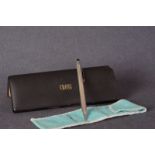 STERLING SILVER TIFFANY & CO CROSS PENCIL W/ BOX & POUCH, silver cased pencil with box and pouch.***