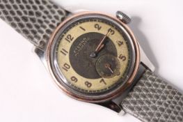 GENTLEMENS ETERNA AUTOMATIC BUMPER WRISTWATCH CIRCA 1940s, bullseye type dial, small seconds at 6
