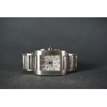 GENTLEMENS MONTBLANC CHRONOGRAPH WRISTWATCH, rectangular silver triple register dial with silver