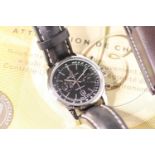 GENTLEMENS BREITLING TRANSOCEAN CHRONOGRAPH REF A41310 W/BOX & PAPERS, circular black dial with hour