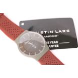 CHRISTIAN LARS QUARTZ DRESS WATCH, green dial and case, brown rubberised strap, with box and some