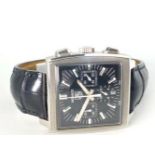 GENTLEMANS TAG HEUER MONACO CHRONOGRAPH MODEL CW2111-0, square black dial with silver illuminated