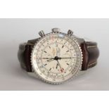 GENTLEMEN'S BREITLING CHRONOMETRE NAVITIMER REFERENCE A24322 W/BOX + PAPERS, white dial with baton