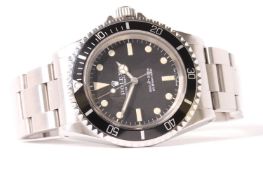 VINTAGE ROLEX 5513 SUBMARINER CIRCA 1966, black dial with patina lume, matching patina mercedes