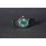 GENTLEMENS VOSTOK DIVERS WRISTWATCH, circular green dial with arabic numeral hour markers and hands,