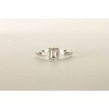 Boodles Diamond Ring, centre set with a single emerald cut diamond 0.91ct, G colour, VSI clarity,