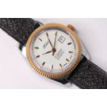 GENTLEMENS PILOT NEW OLD STOCK WRISTWATCH, circular white dial with baton hour markers, date at 3