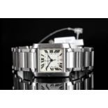 MID SIZE CARTIER TANK FRANCAISE WRISTWATCH REF. 2302, square sunburst two tone dial with Roman