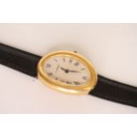 LADIES VINTAGE CARTIER BAIGNOIRE 18CT REFERENCE 4048, oval dial with Roman numerals, inner case back