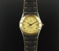 GENTLEMEN'S OMEGA CONSTELLATION AUTOMATIC WRISTWATCH, circular gold dial with gold hour markers