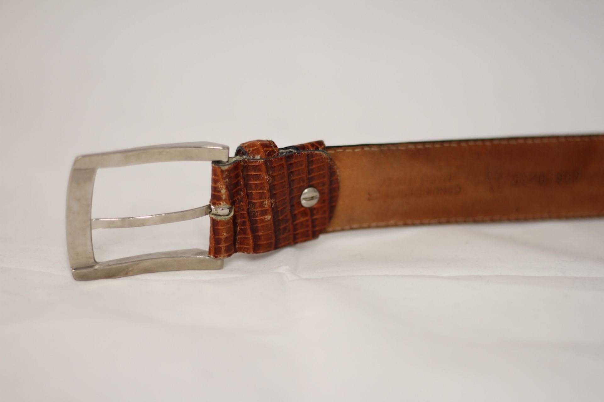BULGARI GENIUINE LEATHER BELT, Colour : BROWN, AGE: UNKNOWN, SIZE: UK48, CONDITION GRADE: 2 GOOD * - Image 2 of 4