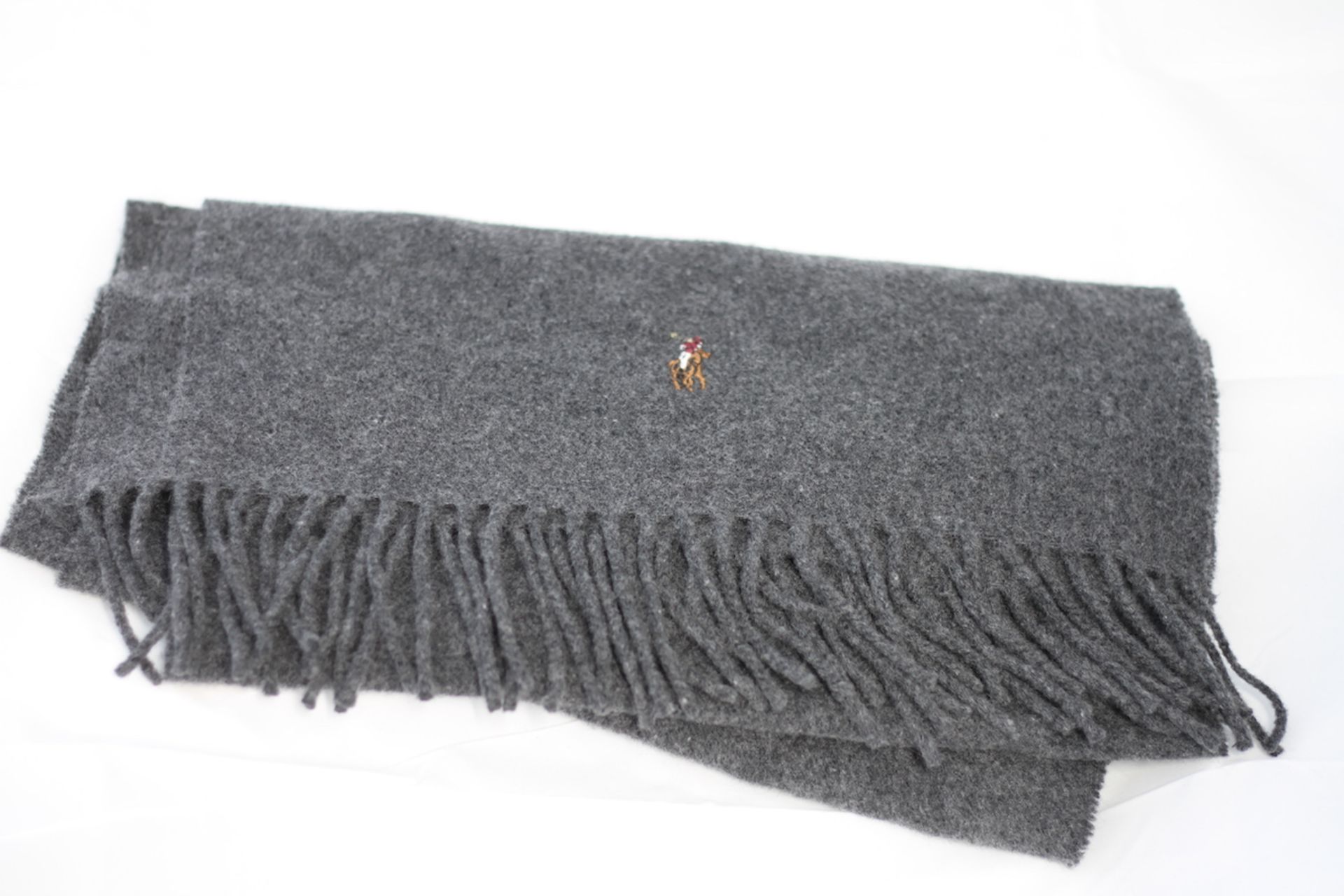 POLO WOOL SCARF, Colour : DARK GREY, AGE: UNKNOWN, SIZE: ONE SIZE, CONDITION GRADE: 1 VERY GOOD * TO