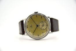 GENTLEMAN'S VINTAGE OMEGA OVERSIZED 38MM STAINLESS STEEL, CIRCA. 1939, MANUALLY WOUND OMEGA CAL.