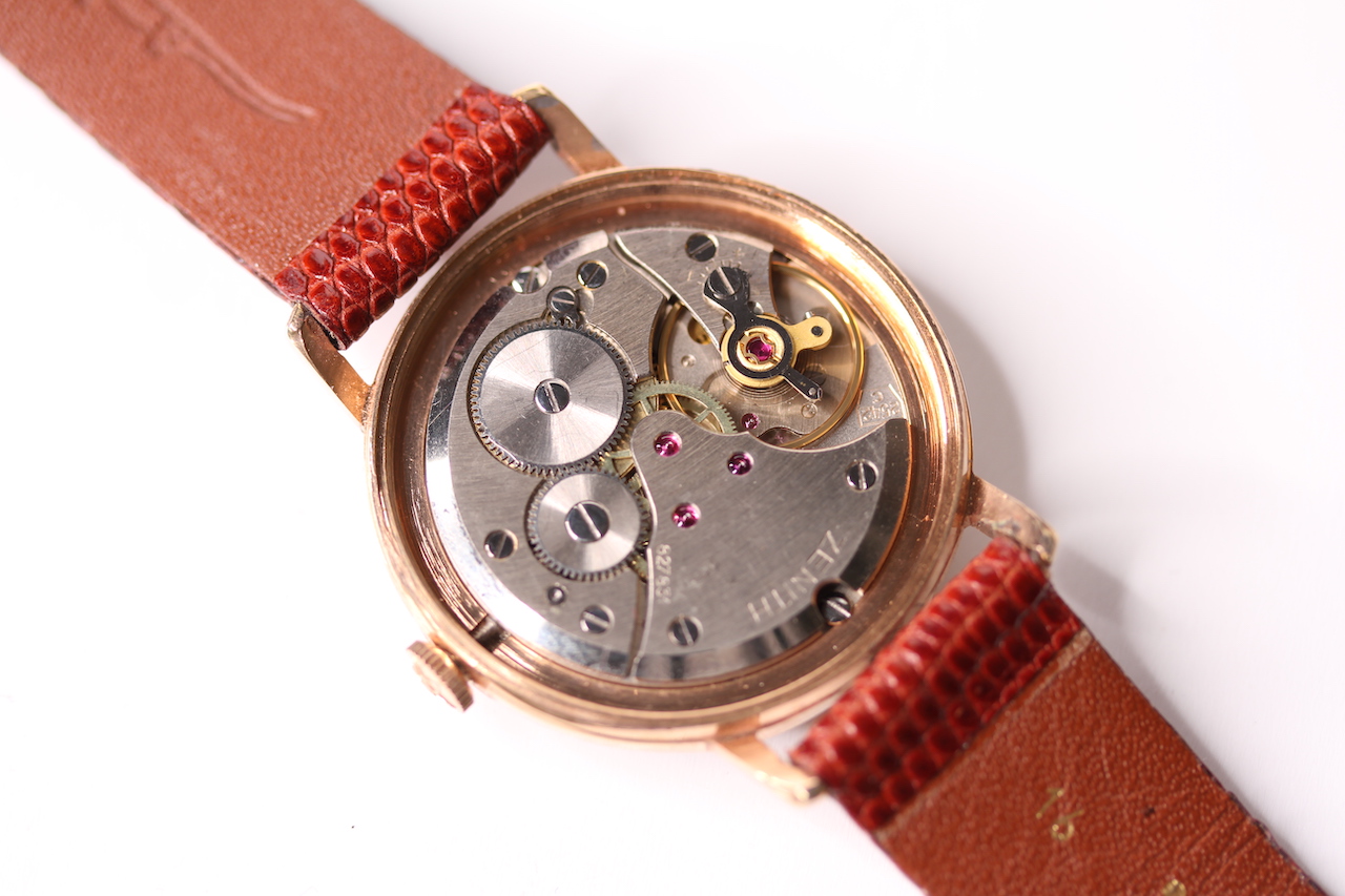 VINTAGE ZENITH DRESS WATCH, circular silvered dial, date aperture to 4 o'clock position, rose gold - Image 5 of 5