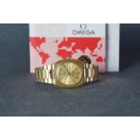 GENTLEMENS OMEGA SEAMASTER AUTOMATIC WRISTWATCH W/ PAPERS, circular gold dial with hour markers