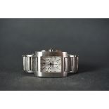 GENTLEMENS MONTBLANC CHRONOGRAPH WRISTWATCH, rectangular silver triple register dial with silver