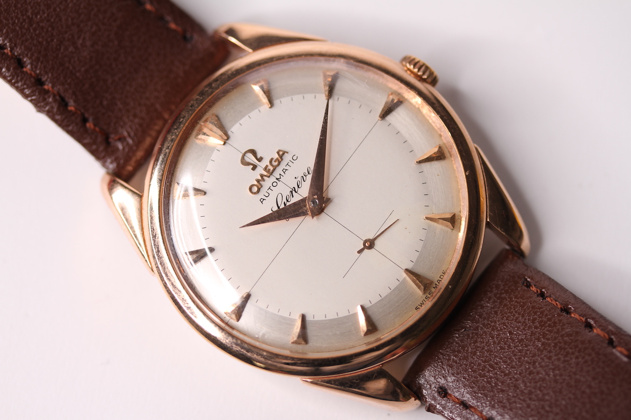 FINE OMEGA GENEVE AUTOMATIC REFERENCE 2981 -2 , circular quarted dial, rose gold dagger hour - Image 2 of 6