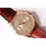 VINTAGE 1950S EXACTUS CHRONOGRAPH, circular dial, twin register, red center seconds, dagger and
