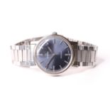 VINTAGE OMEGA GENEVE REFERENCE 135.070, circular blue dial, baton hour markers, outer minute