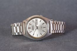 GENTLEMENS SEIKO 5 ACTUS AUTOMATIC WRISTWATCH REF. 7019-8010, circular silver dial with silver