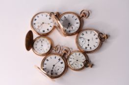 A collection of gold plated pocket watches