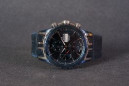 GENTLEMENS EDOX GRAND OCEAN AUTOMATIC CHRONOGRAPH WRISTWATCH, circular triple register blue dial