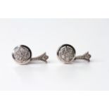 Pair Of 18ct White Gold Art Deco Diamond Earrings, typical deco top with a diamond that tapers