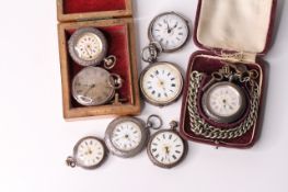 A collection of silver cased pocketwatches