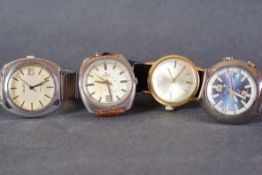 GROUP OF GENTLEMENS VINTAGE WRISTWATCHES INCL. CYMA GLYCINE, cyma synchron has a s/s case with an