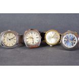 GROUP OF GENTLEMENS VINTAGE WRISTWATCHES INCL. CYMA GLYCINE, cyma synchron has a s/s case with an