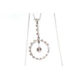 Edwardian Diamond Drop Pendant, central old cut diamond, estimated weight 0.35ct, I/J - SI2/I,