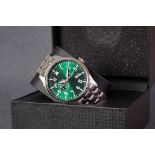 GENTLEMENS ALPHA SIERRA AUTOMATIC WRISTWATCH W/ BOX & MANUAL, circular green dial with large