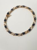 Sapphire & Diamond Bracelet, 9ct yellow gold